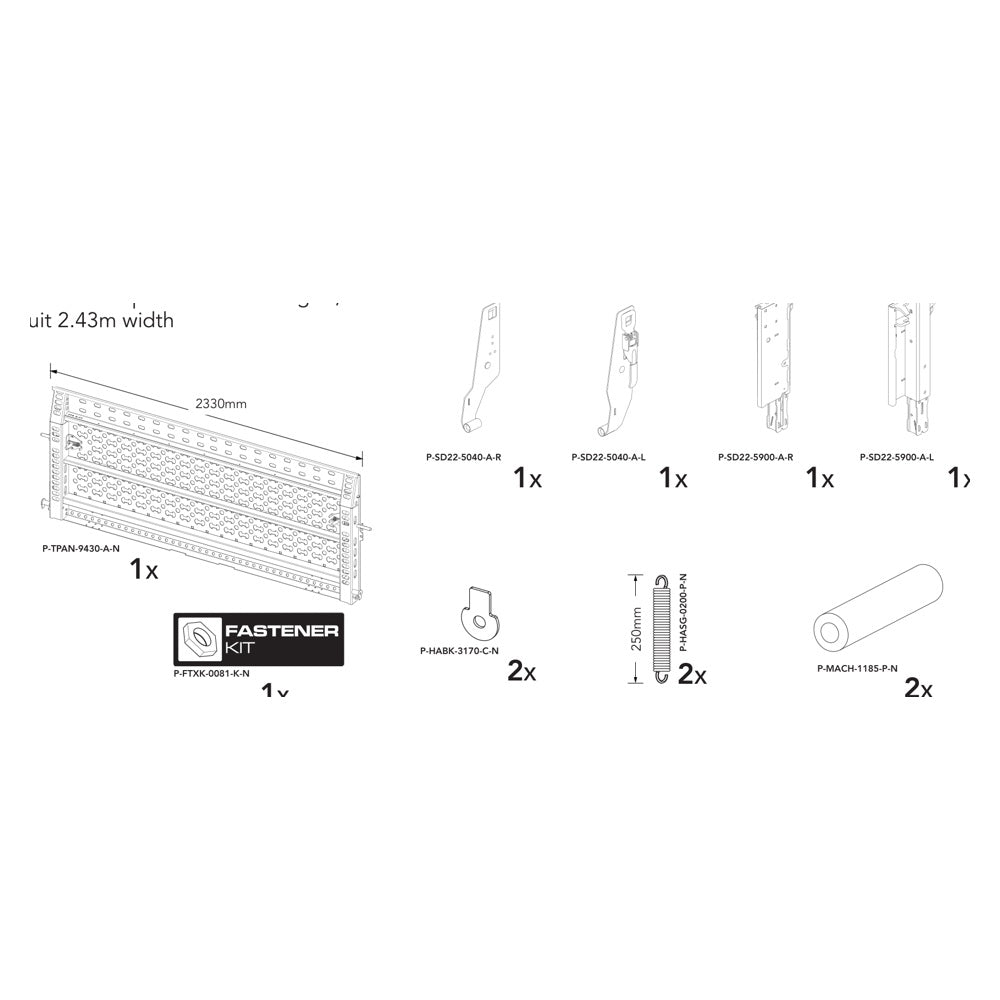 Brian James P-TPAN-9250-K-N manufacturer technical illustration; size and specification vary with the selected option
