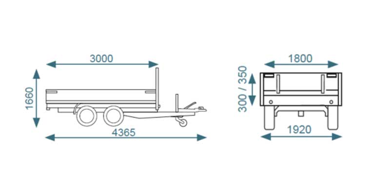 Debon Tipper Trailer PW2.4 Twin Axle 3 Way Electric Tip 2600kg 3.0m x 1.8m 10'x 6'