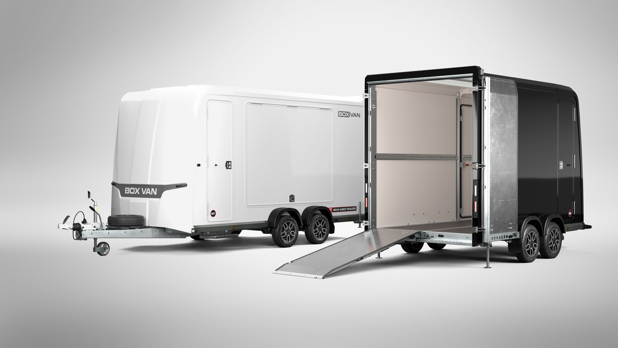 Brian James Box Van Trailer 600-3518-27-2-12-B 3.5m x 1.8m 2700 Kg Split Ramp Door
