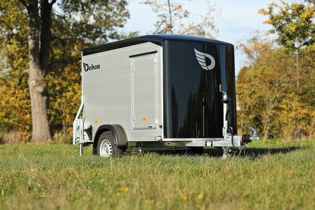 Debon Roadster C255 Single Axle Box Van Bike Trailer Aluminium Sides & Side Door – manufacturer model-range photograph; optional equipment may be shown
