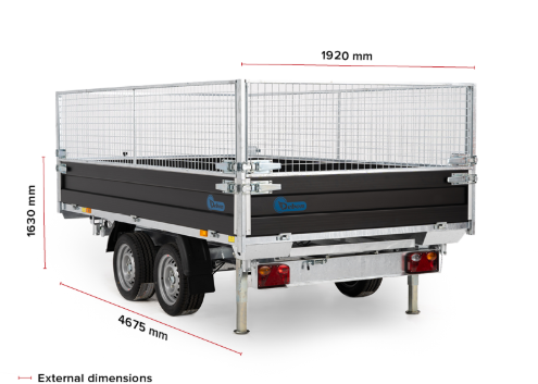 Debon PW3.3 Electric Tip Tipper Trailer 3500kg MGW 4.675m x 1.92m