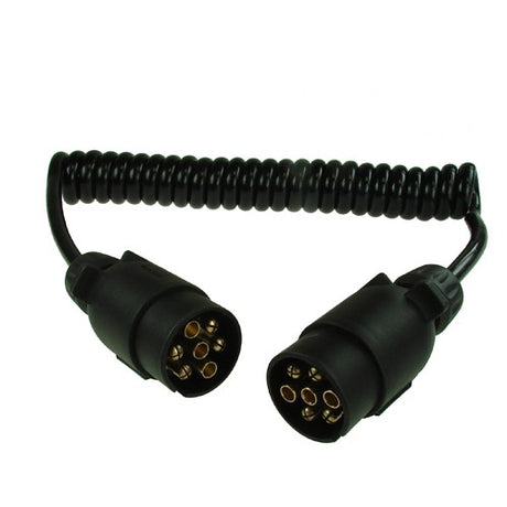 MP588 7 Pin 1.5m 2x7 Pin Plugs & 7 Core Curly Connecting Lead — 588