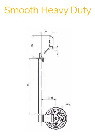 48 mm Jockey Wheel - Smooth Heavy Duty - Max Nose weight - 300 kg