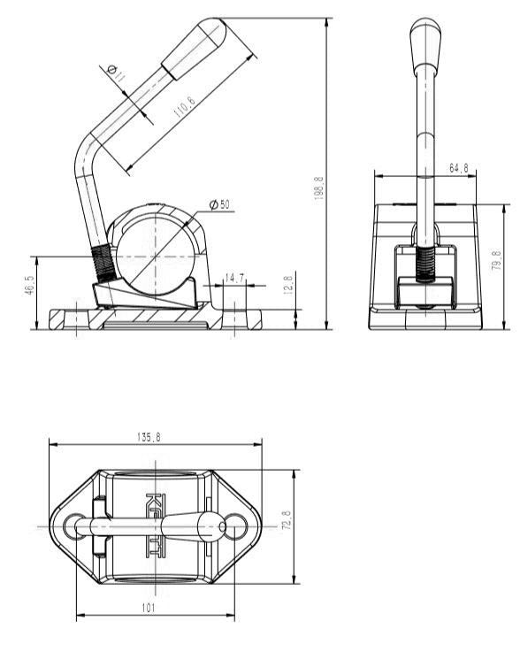 48mm Cast Iron Clamp for Prop stand, Smooth or Ribbed Jockey Wheel, 105mm Hole centres- P/N KCL4804