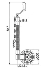 48 mm Jockey Wheel - Ribbed - Max Nose Weight 300 kg