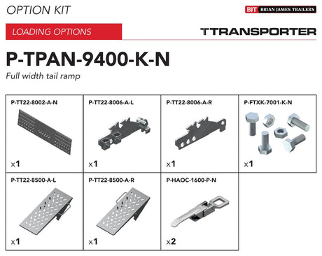 Brian James P-TPAN-9400-K-N manufacturer kit illustration