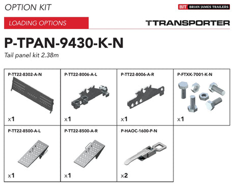 Brian James P-TPAN-9430-K-N manufacturer kit illustration