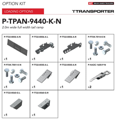 Brian James P-TPAN-9440-K-N manufacturer kit illustration