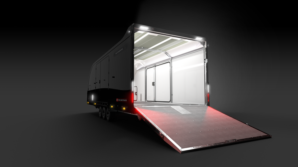 Brian James Race Transporter 7 Enclosed Trailer RT7 – 6.0m x 2.3m | 3.5T | Triple Axle | 10” Wheels 397-6023-35-3-10-B