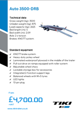 Tiki Auto 3500-DRB Car Transporter Trailer 5m x 2.09m 3500kg