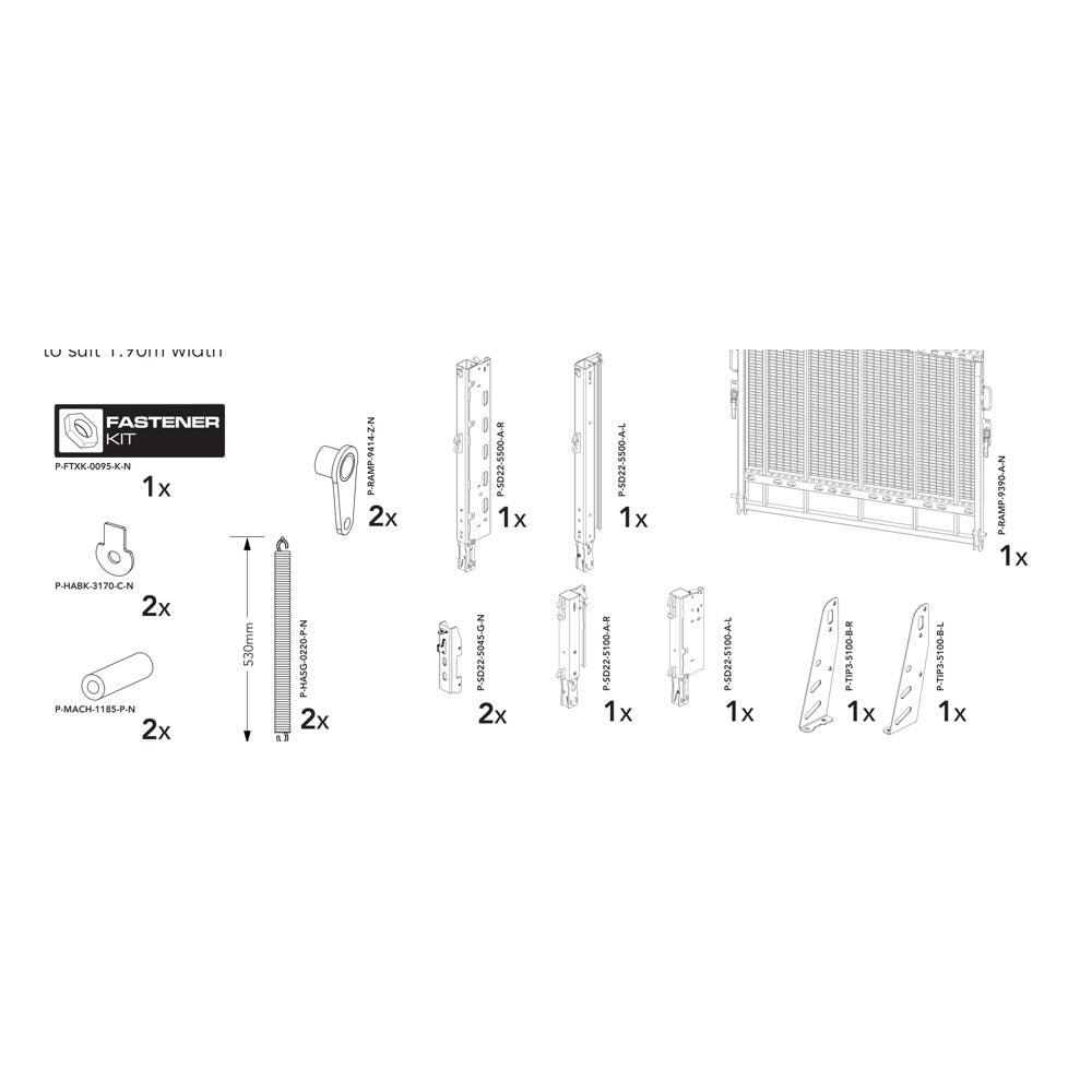 Brian James P-RAMP-9390-K-N manufacturer technical illustration; size and specification vary with the selected option