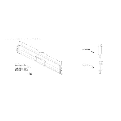 Brian James Headboard Kit - Connect 476, 1.88m Width, Headboard Only (used with dropsides) manufacturer technical illustration; select colour separately