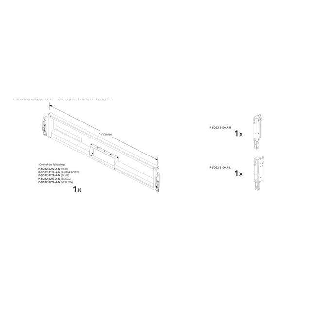 Brian James Headboard Kit - Connect 476, 1.88m Width, Headboard Only (used with dropsides) manufacturer technical illustration; select colour separately