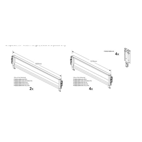 Brian James Side Kit - Connect 476, 5.0m Length, Sides and Posts Only manufacturer technical illustration; select colour separately