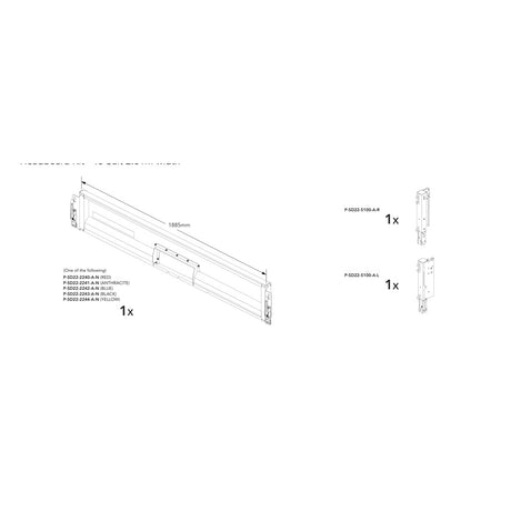 Brian James Headboard Kit - Connect 476, 2.0m Width, Headboard Only (used with dropsides) manufacturer technical illustration; select colour separately