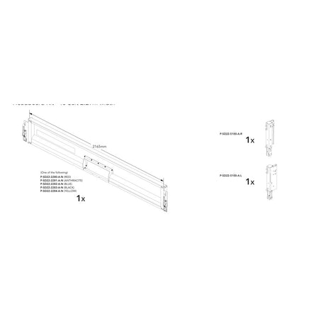 Brian James Headboard Kit - Connect 476, 2.29m Width, Headboard Only (used with dropsides) manufacturer technical illustration; select colour separately