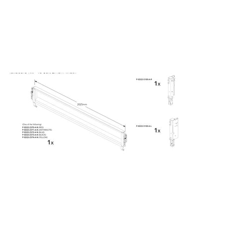 Brian James Tailboard Kit - Connect 476, 2.15m Width, Tailboard Only manufacturer technical illustration; select colour separately