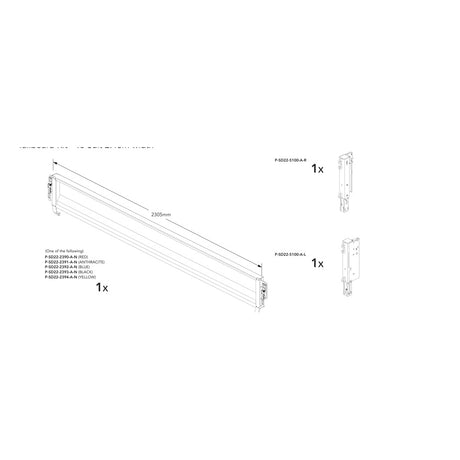 Brian James Tailboard Kit - Connect 476, 2.43m Width, Tailboard Only manufacturer technical illustration; select colour separately