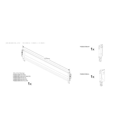Brian James Tailboard Kit - Connect 476, 1.88m Width, Tailboard Only manufacturer technical illustration; select colour separately